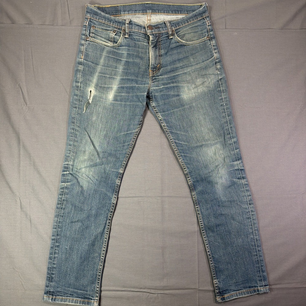 Super Faded Whiskered Levi Dark Wash Jeans 511 32X30 Classic Style